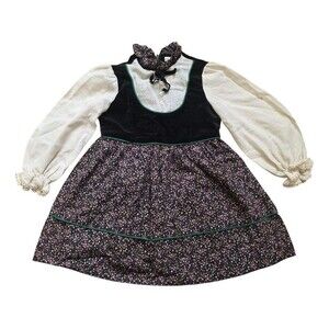 Ruth of Carolina Girl's Size 4 Prairie 70s Dress German Milkmaid Dirndl Vintage